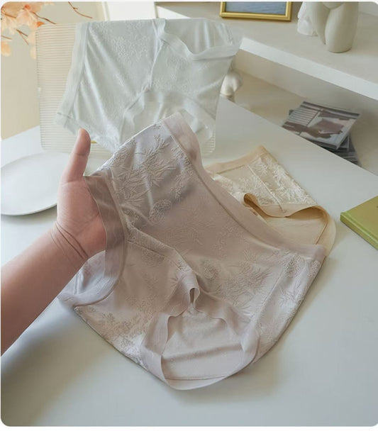 MEIZHAI Embossed Silk Mid-Rise Comfort Briefs(3-Pack)