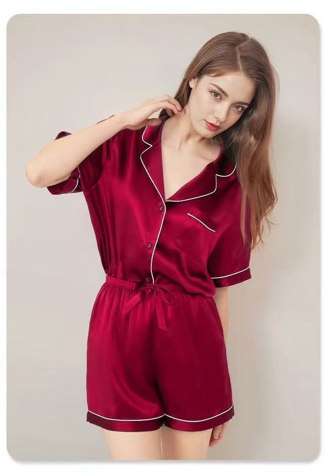Luxury Pure Mulberry Silk Short Sleeve Sleepwear Set