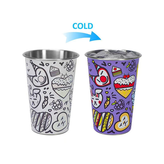 Doodle Color-Changing Stainless Steel Cup Set – 2 Pack Cold Reactive Tumblers