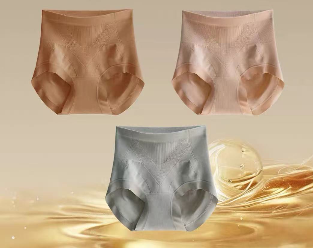 High-Waist Seamless Shaping Panties – Soft Cotton Comfort Tummy Control (MEIZHAI) 3-Pack