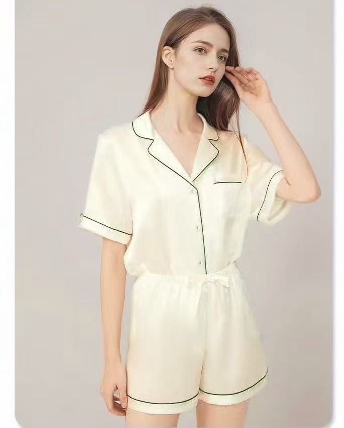 Luxury Pure Mulberry Silk Short Sleeve Sleepwear Set