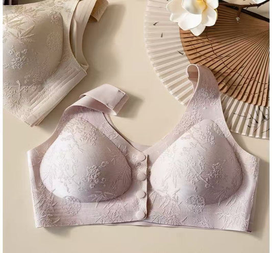 MEIZHAI Front-Closure Wireless Push-Up Bra