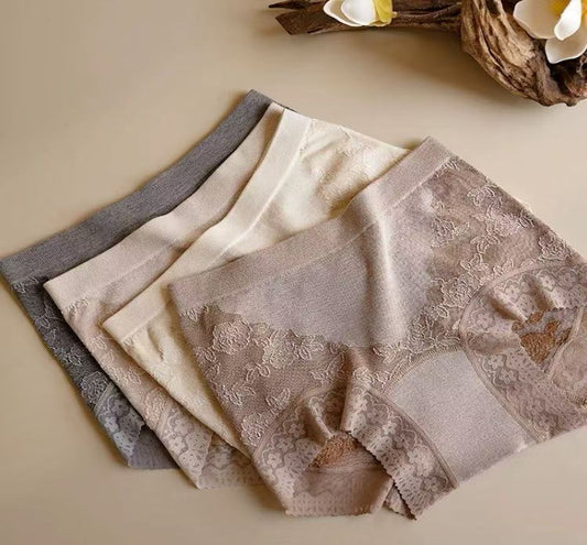 MEIZHAI Embossed Jacquard Lace Panties for Women(3-Pack)