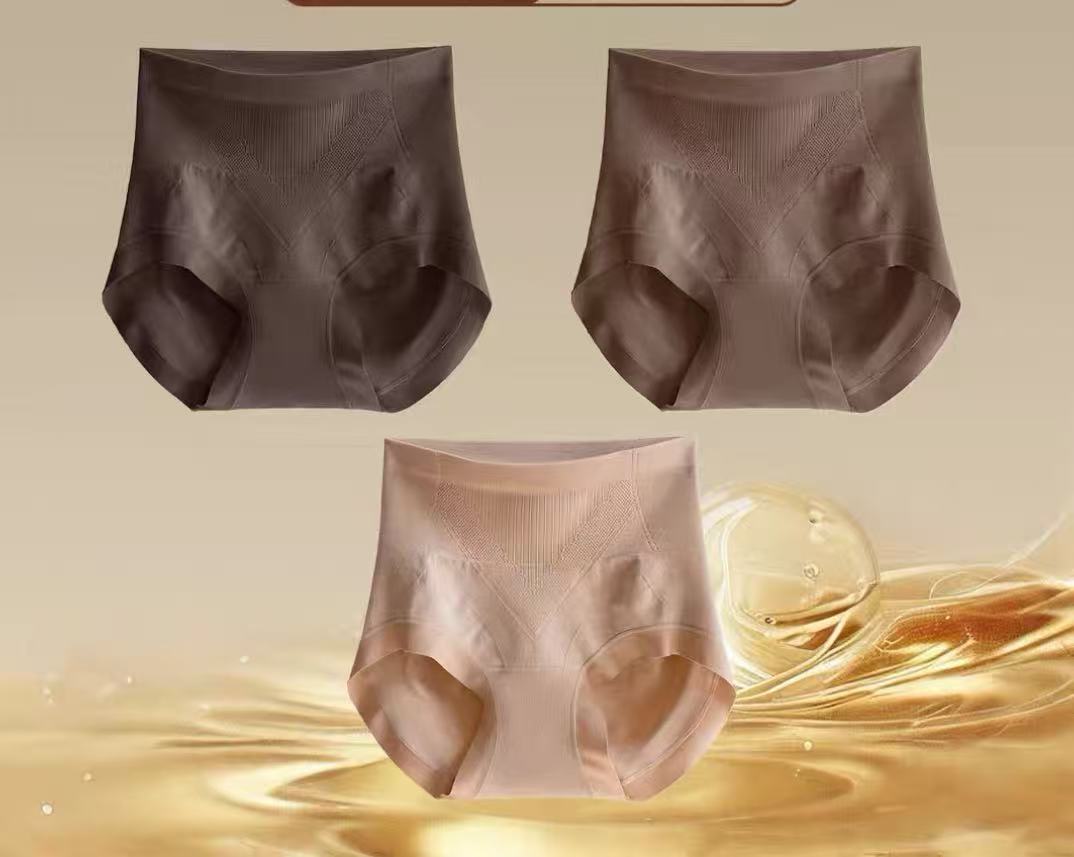 High-Waist Seamless Shaping Panties – Soft Cotton Comfort Tummy Control (MEIZHAI) 3-Pack
