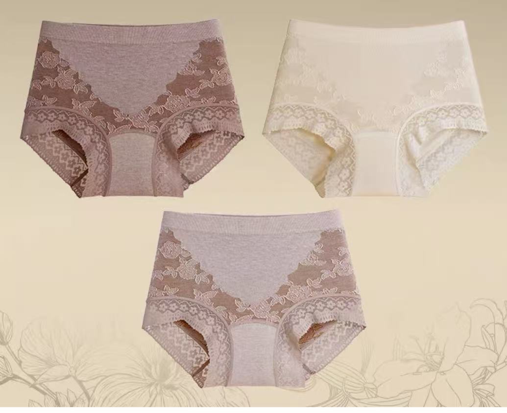 Seamless Jacquard Lace Panties – Soft Comfort Full Coverage (MEIZHAI) 3-Pack