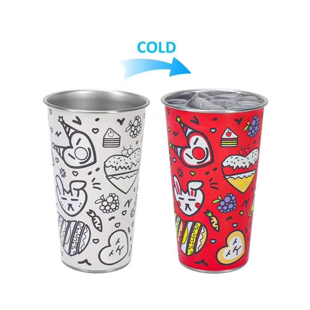 Doodle Color-Changing Stainless Steel Cup Set – 2 Pack Cold Reactive Tumblers