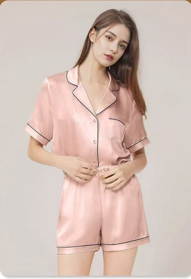 Luxury Pure Mulberry Silk Short Sleeve Sleepwear Set
