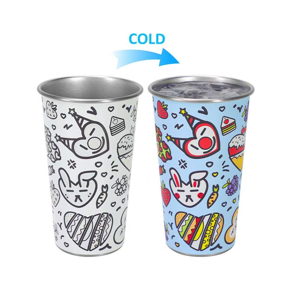 Doodle Color-Changing Stainless Steel Cup Set – 2 Pack Cold Reactive Tumblers