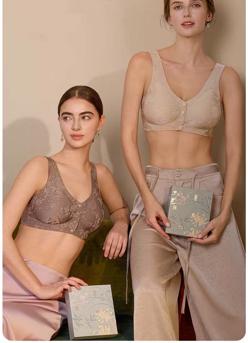 MEIZHAI Front-Closure Wireless Push-Up Bra
