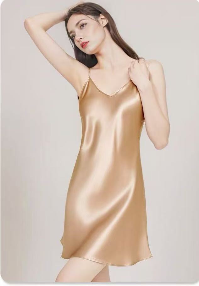 Pure Mulberry Silk V-Neck Cami Nightdress