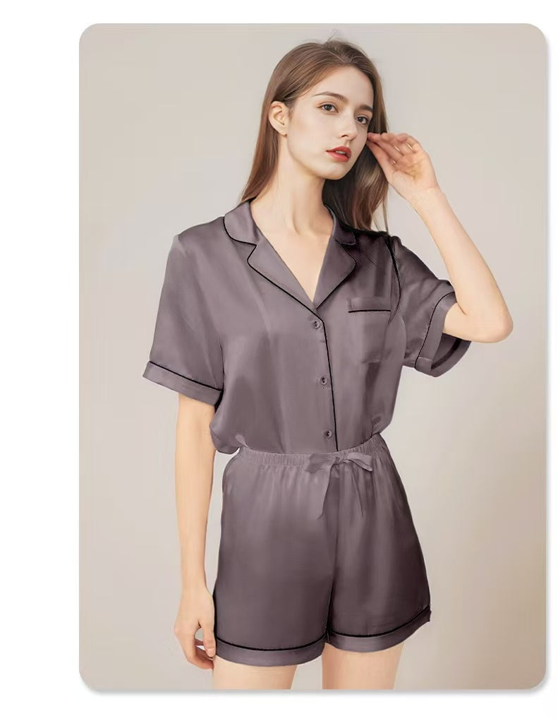 Luxury Pure Mulberry Silk Short Sleeve Sleepwear Set