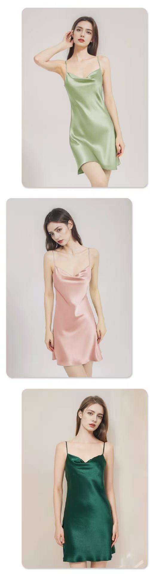 Pure Mulberry Silk Cowl Neck Cami Nightdress