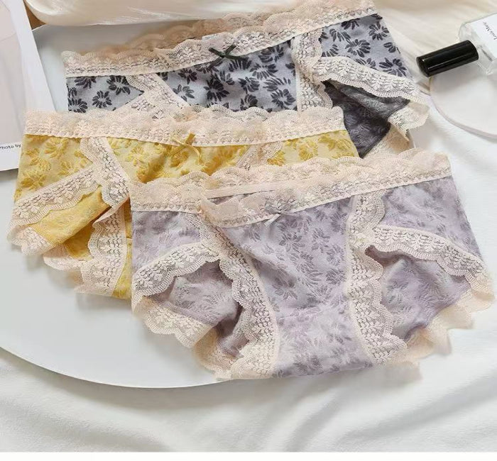 High-Cut Lace Briefs – Soft No-Dig Comfort Fit (MEIZHAI) 3-Pack