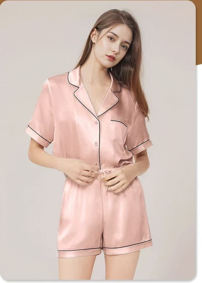 Luxury Pure Mulberry Silk Short Sleeve Sleepwear Set