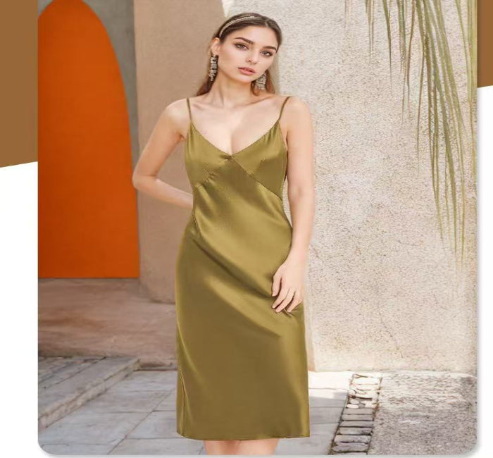 Luxury Pure Mulberry Silk Long Cami Nightdress