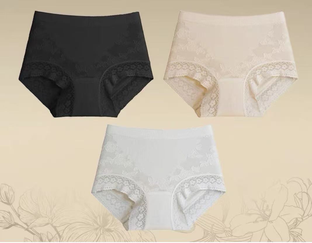Seamless Jacquard Lace Panties – Soft Comfort Full Coverage (MEIZHAI) 3-Pack
