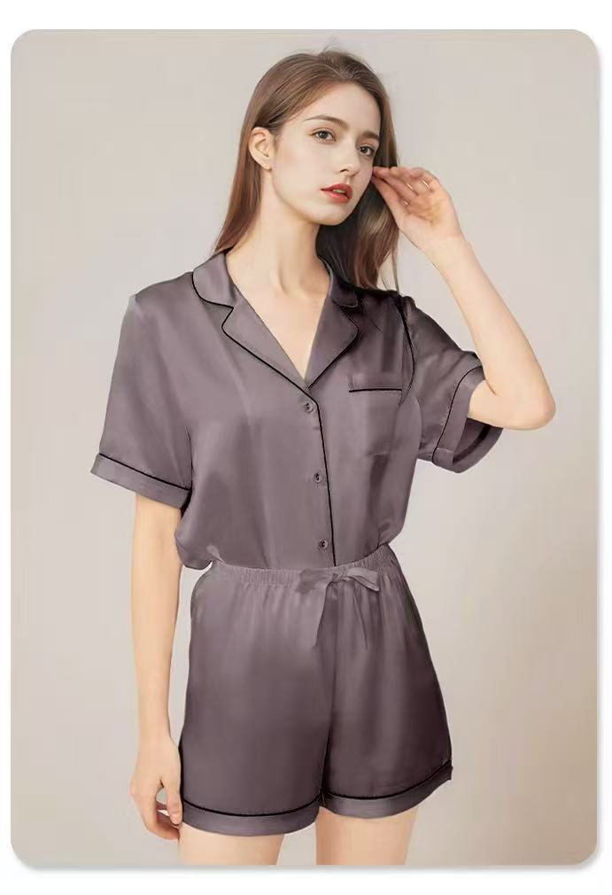 Luxury Pure Mulberry Silk Short Sleeve Sleepwear Set