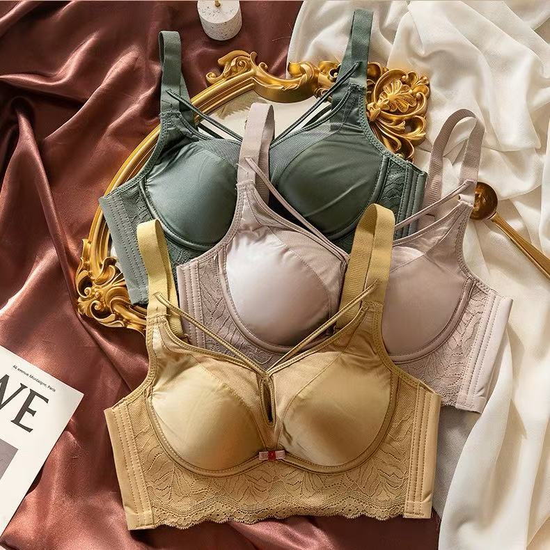 MEIZHAI Wireless Satin Push-Up Bra