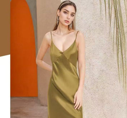 Luxury Pure Mulberry Silk Long Cami Nightdress