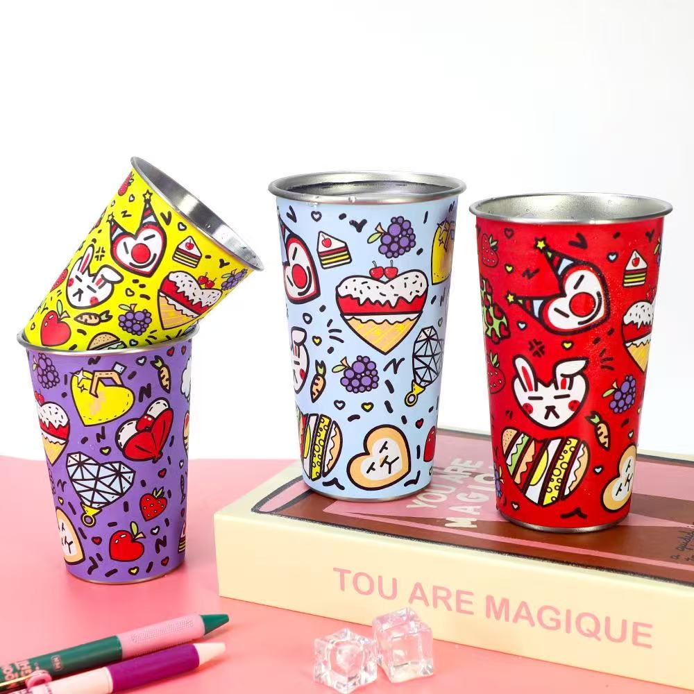 Doodle Color-Changing Stainless Steel Cup Set – 2 Pack Cold Reactive Tumblers