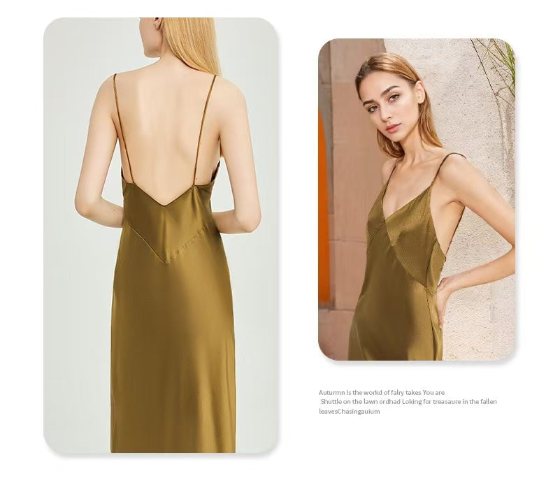 Luxury Pure Mulberry Silk Long Cami Nightdress