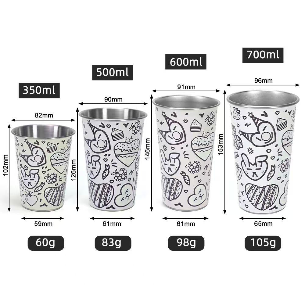 Doodle Color-Changing Stainless Steel Cup Set – 2 Pack Cold Reactive Tumblers