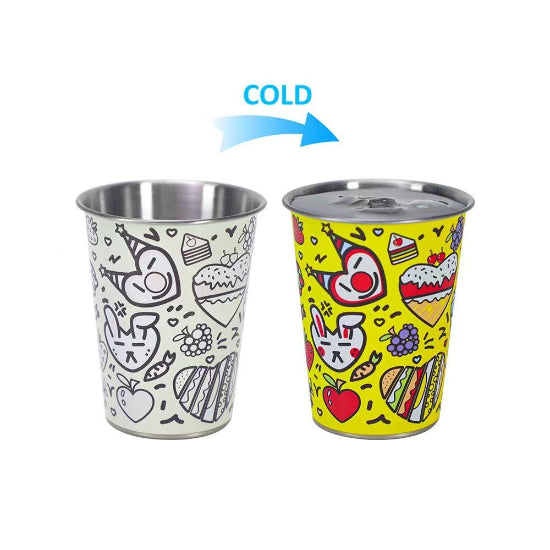 Doodle Color-Changing Stainless Steel Cup Set – 2 Pack Cold Reactive Tumblers