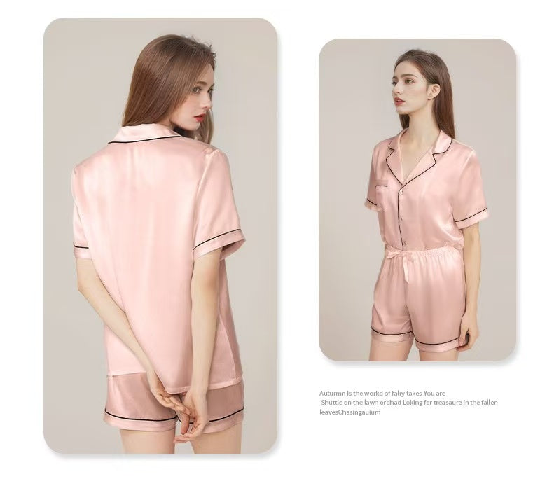 Luxury Pure Mulberry Silk Short Sleeve Sleepwear Set