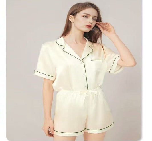 Luxury Pure Mulberry Silk Short Sleeve Sleepwear Set