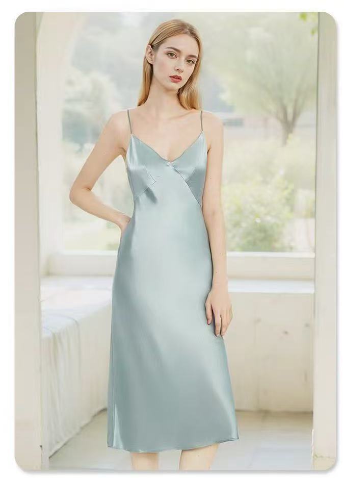 Luxury Pure Mulberry Silk Long Cami Nightdress