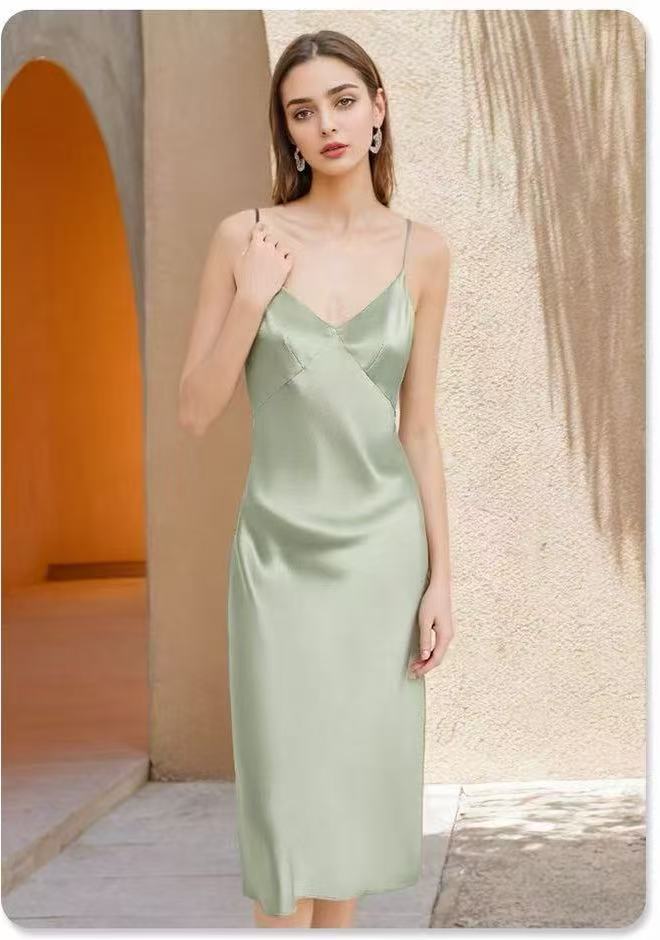 Luxury Pure Mulberry Silk Long Cami Nightdress