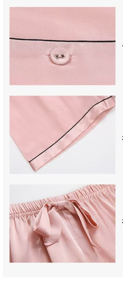 Luxury Pure Mulberry Silk Short Sleeve Sleepwear Set