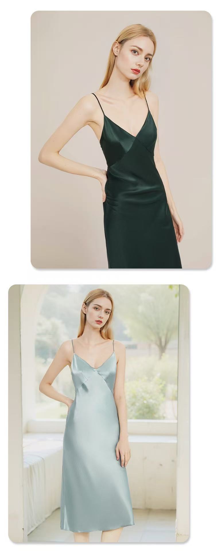 Luxury Pure Mulberry Silk Long Cami Nightdress