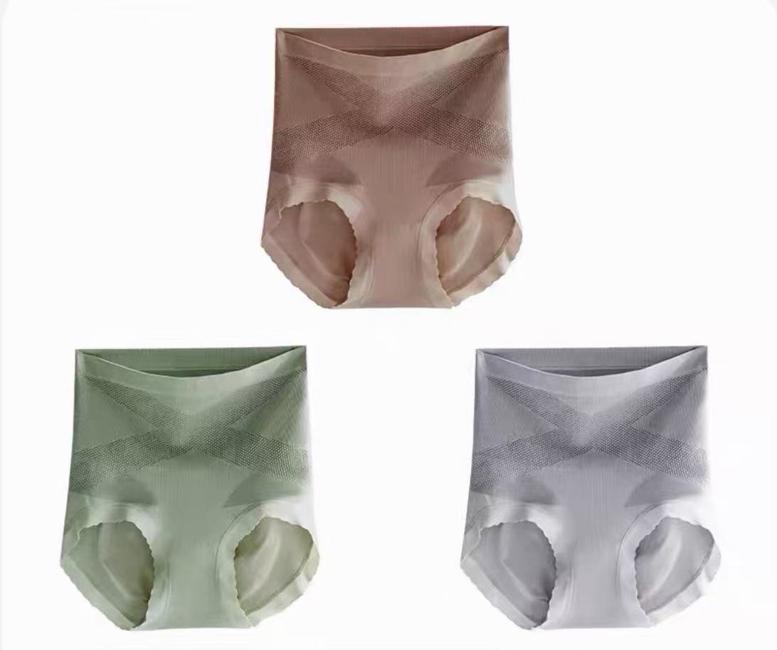 High-Waist Seamless Shaping Briefs – X-Band Tummy Control Sculpt Fit (MEIZHAI) 3-Pack