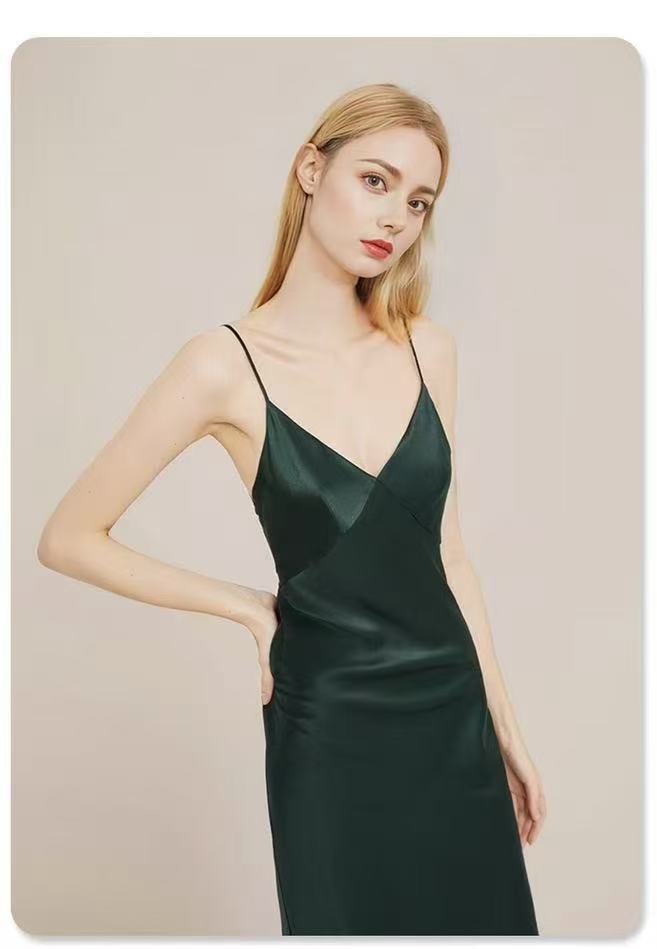 Luxury Pure Mulberry Silk Long Cami Nightdress