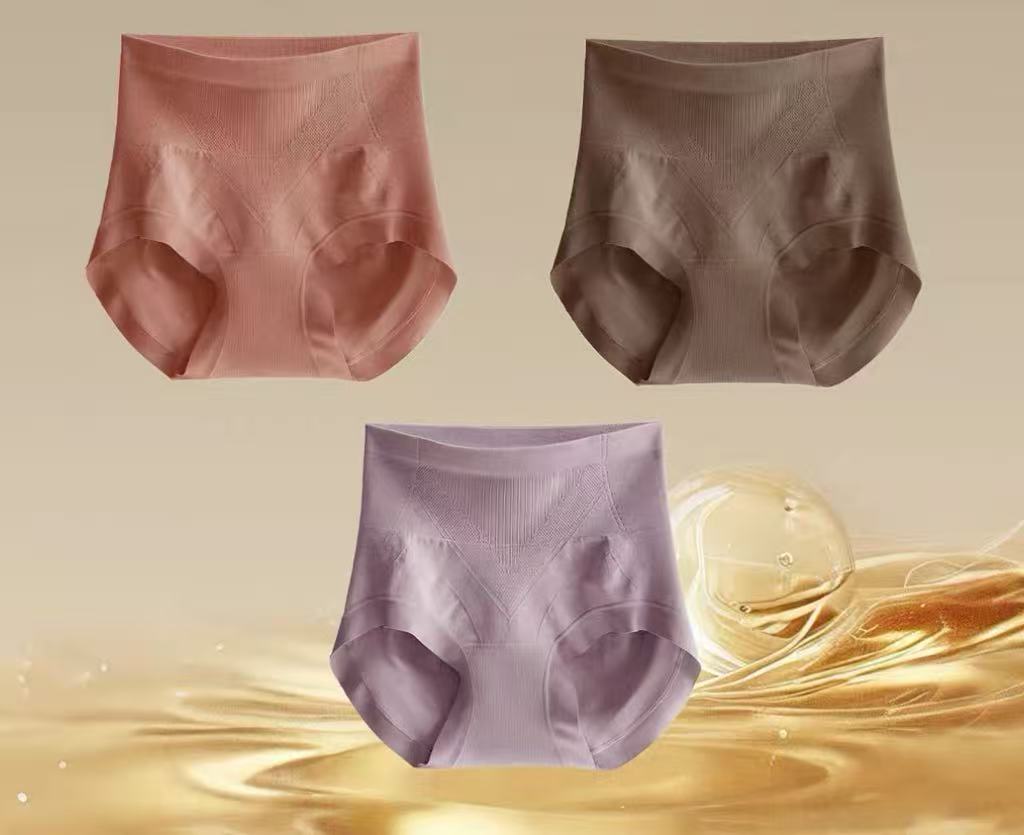 High-Waist Seamless Shaping Panties – Soft Cotton Comfort Tummy Control (MEIZHAI) 3-Pack