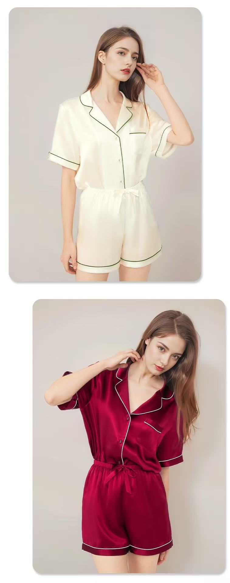 Luxury Pure Mulberry Silk Short Sleeve Sleepwear Set