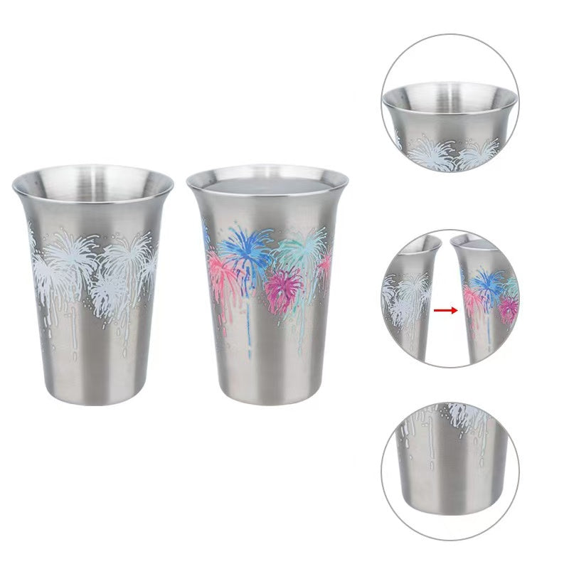 Fireworks Bloom Color-Changing Stainless Steel Cup Set – 2 Pack