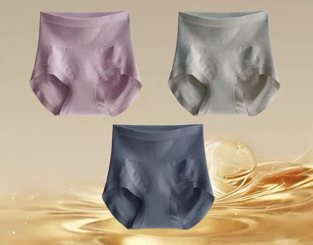 High-Waist Seamless Shaping Panties – Soft Cotton Comfort Tummy Control (MEIZHAI) 3-Pack