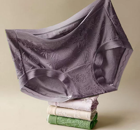 MEIZHAI Embossed Silk Mid-Rise Comfort Briefs(3-Pack)