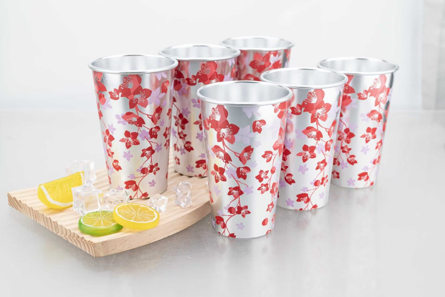 Sakura Color-Changing Aluminum Cup Set – 2 Pack Cold Reactive Drink Tumblers (13.7oz / 406ml)