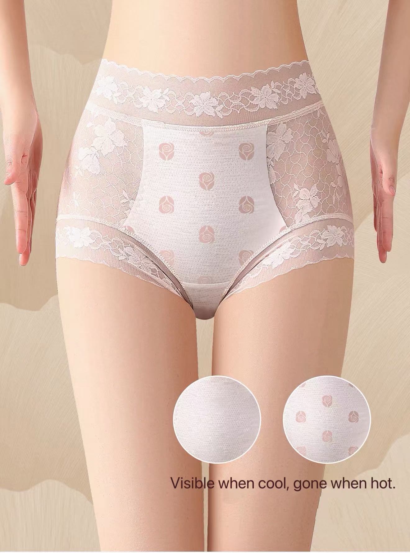 MEIZHAI Camellia-Scented High-Waist Lace Briefs(3-Pack)